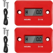 2 Pieces Inductive Hour Meter for Gas Engine Lawn Mower Dirt Bike Motorcycle Motocross Snowmobile Karting Marine ATV Boat Outboard Motor Generator Waterproof Hour Meters (Red)
